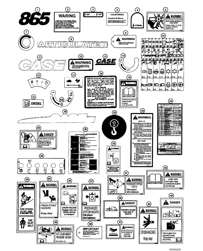 Схема запчастей Case 865 - (09.60[00]) - DECALS (09) - CHASSIS