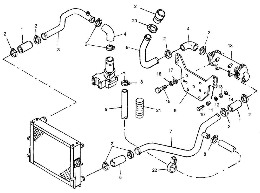 Схема запчастей Case 325 - (0.550/1[03]) - ENGINE COOLING SYSTEM - RADIATOR (87453158) (01) - ENGINE