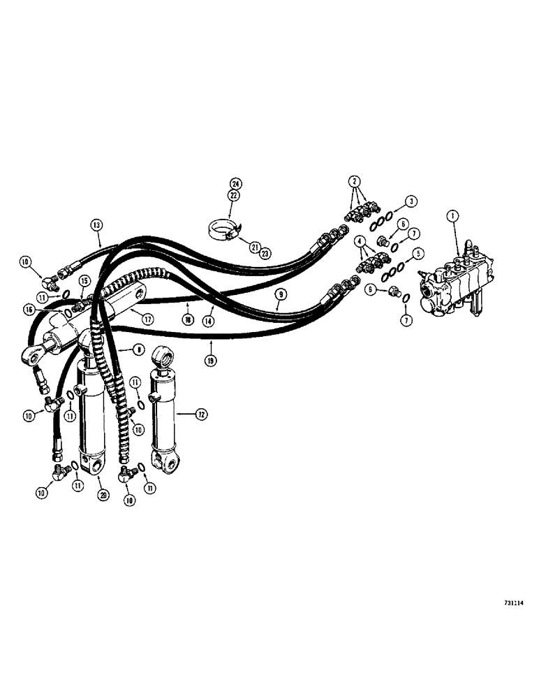Схема запчастей Case 26B - (052) - 3-POINT HITCH HYDRAULICS, WITH SECTIONAL TYPE CONTROL VALVE 