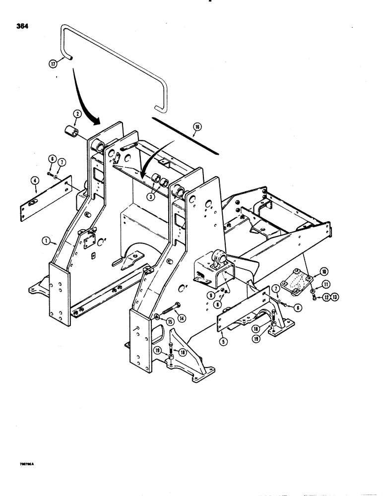 Схема запчастей Case 1150C - (364) - MAIN FRAME AND PULL HOOK, LOADER MODELS (09) - CHASSIS/ATTACHMENTS