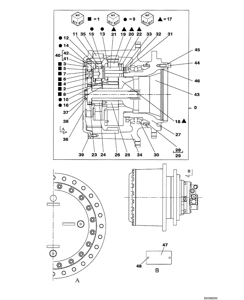 Схема запчастей Case CX700B - (06-05) - TRAVEL REDUCTION GEAR (06) - POWER TRAIN