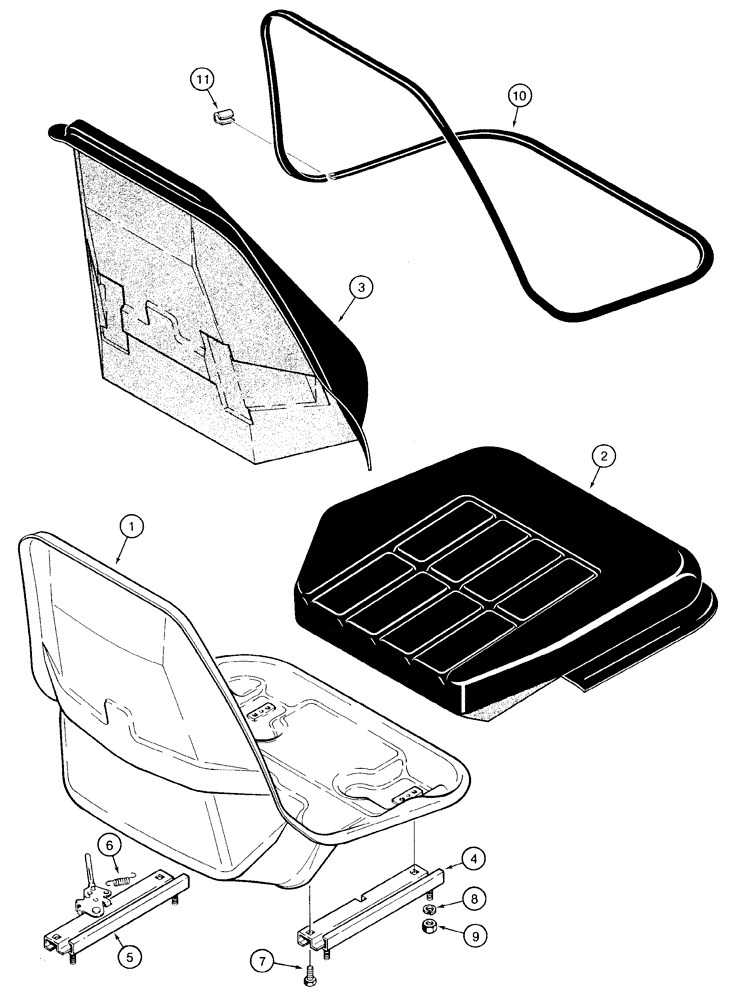 Схема запчастей Case 1835C - (9-42) - STANDARD OPERATORS SEAT (09) - CHASSIS/ATTACHMENTS