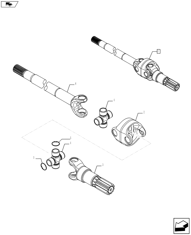 Схема запчастей Case 580SN - (25.108.01) - ARTICULATED AXLE SHAFT - 4WD (25) - FRONT AXLE SYSTEM