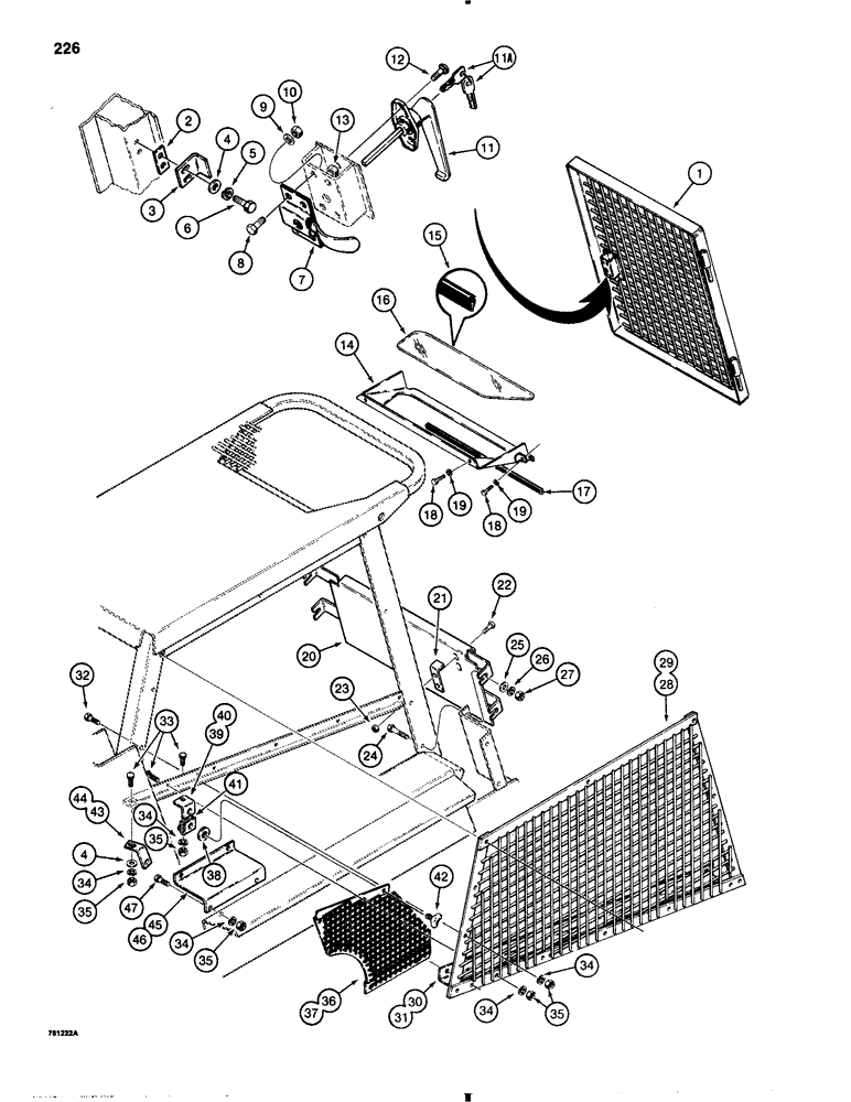 Схема запчастей Case 1845B - (226) - FORESTRY GUARDS, FRONT AND SIDE SCREENS (09) - CHASSIS/ATTACHMENTS