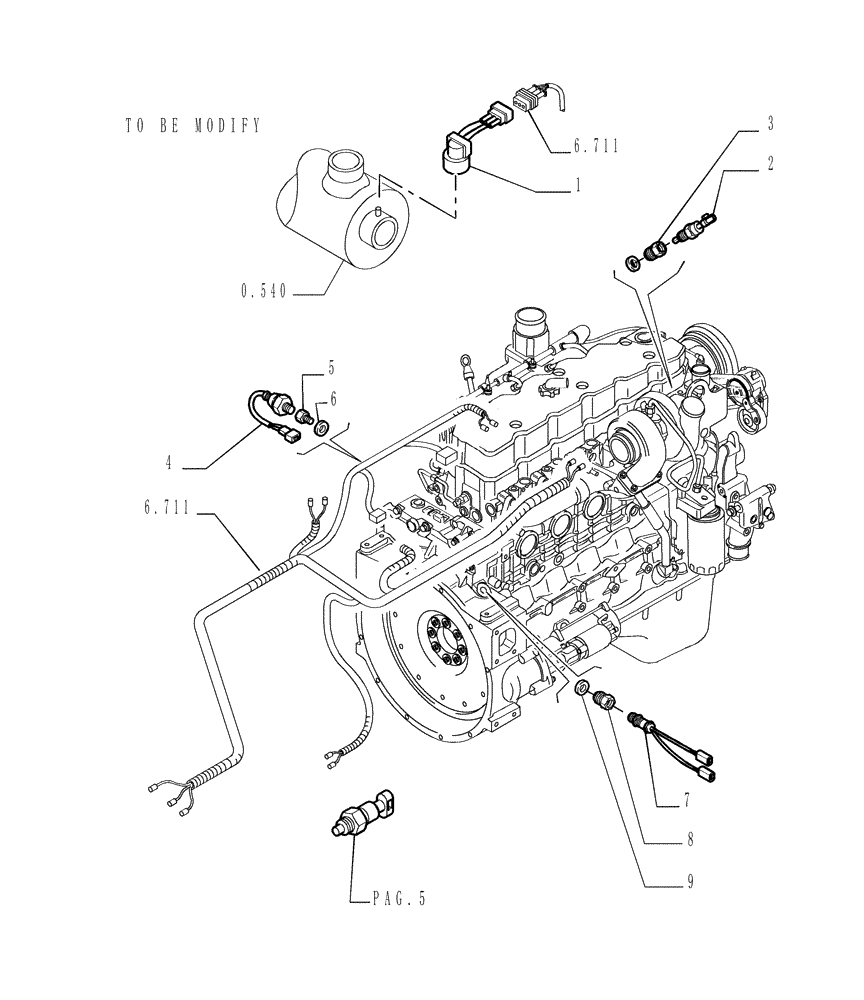 Схема запчастей Case 1850K - (6.712[03]) - ELECTRIC COMPONENTS - ENGINE SENSORS Electrical System / Decals