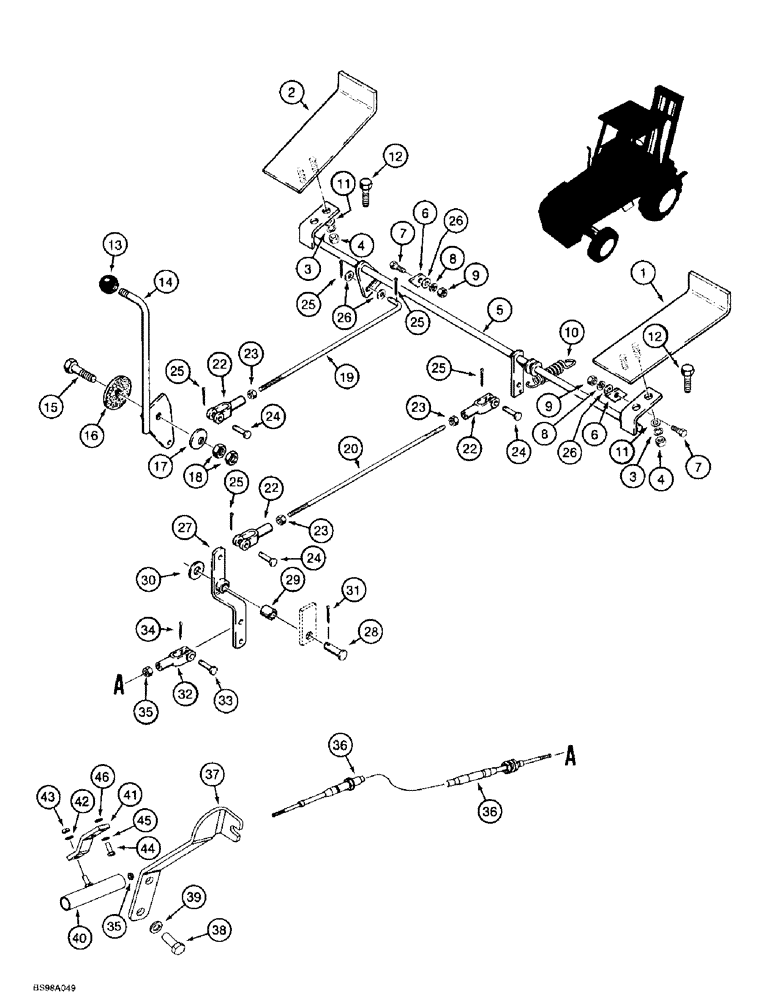 Схема запчастей Case 586E - (3-03) - THROTTLE CONTROL LINKAGE, P.I.N. JJG0251722 AND AFTER (03) - FUEL SYSTEM