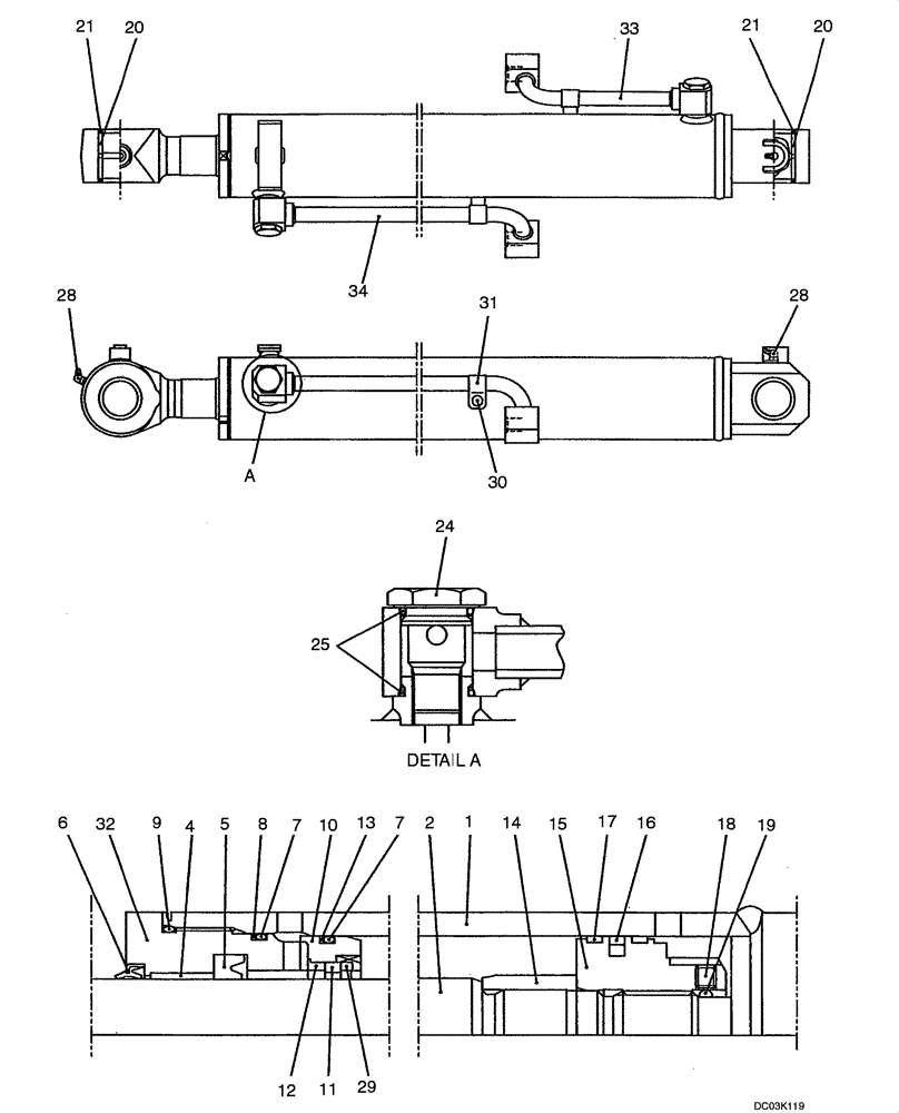 Схема запчастей Case CX47 - (08-61[00]) - CYLINDER ASSY, BOOM (08) - HYDRAULICS