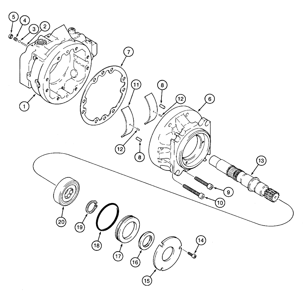Схема запчастей Case 960 - (08-45) - MOTOR ASSY TRENCHER DRIVE (08) - HYDRAULICS