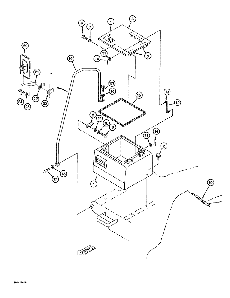 Схема запчастей Case 9045B - (9-022) - UPPER STRUCTURE, STORAGE BOX AND REAR VIEW MIRROR (09) - CHASSIS
