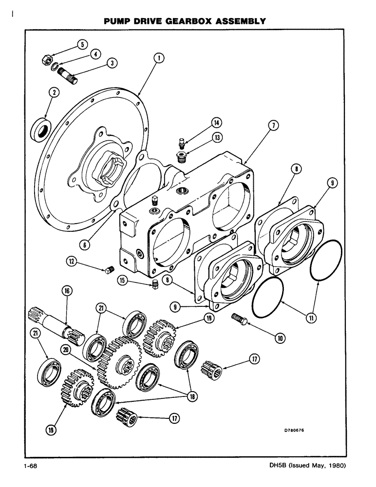 Схема запчастей Case DH5 - (1-68) - PUMP DRIVE GEARBOX ASSEMBLY (14) - MAIN GEARBOX & DRIVE