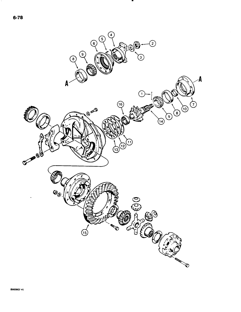 Схема запчастей Case W20C - (6-78) - W20C AXLE DIFFERENTIAL, L126097 AND L126098 AXLES (06) - POWER TRAIN