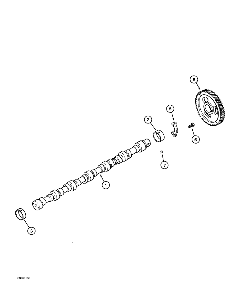 Схема запчастей Case 621B - (2-32) - CAMSHAFT, 6T-590 ENGINE, PRIOR TO LOADER P.I.N. JEE0053350 (02) - ENGINE