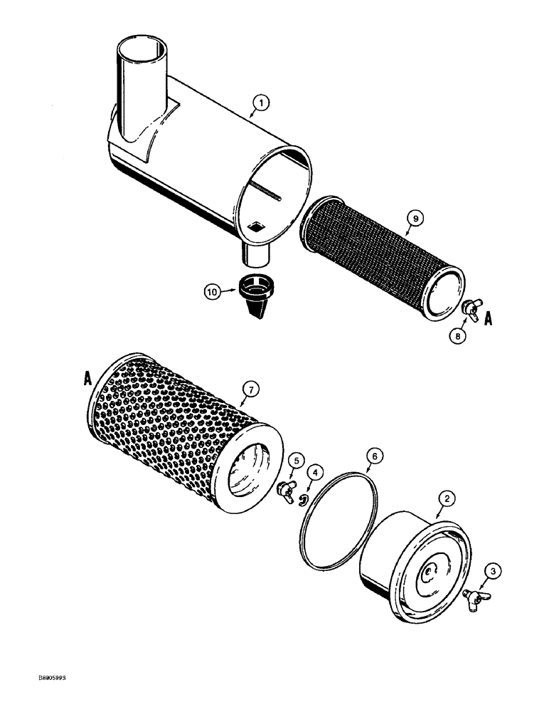 Схема запчастей Case 821B - (2-12) - AIR CLEANER ASSEMBLY (02) - ENGINE
