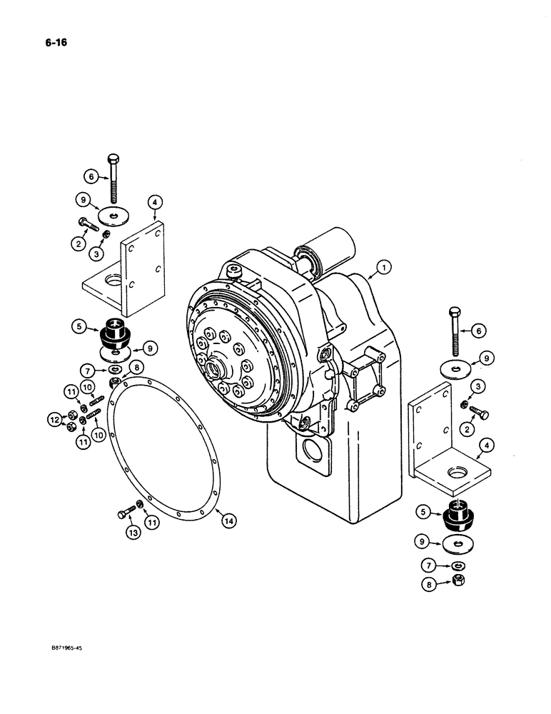 Схема запчастей Case W11B - (6-016) - TRANSMISSION MOUNTING, CLARK TRANSMISSION (06) - POWER TRAIN