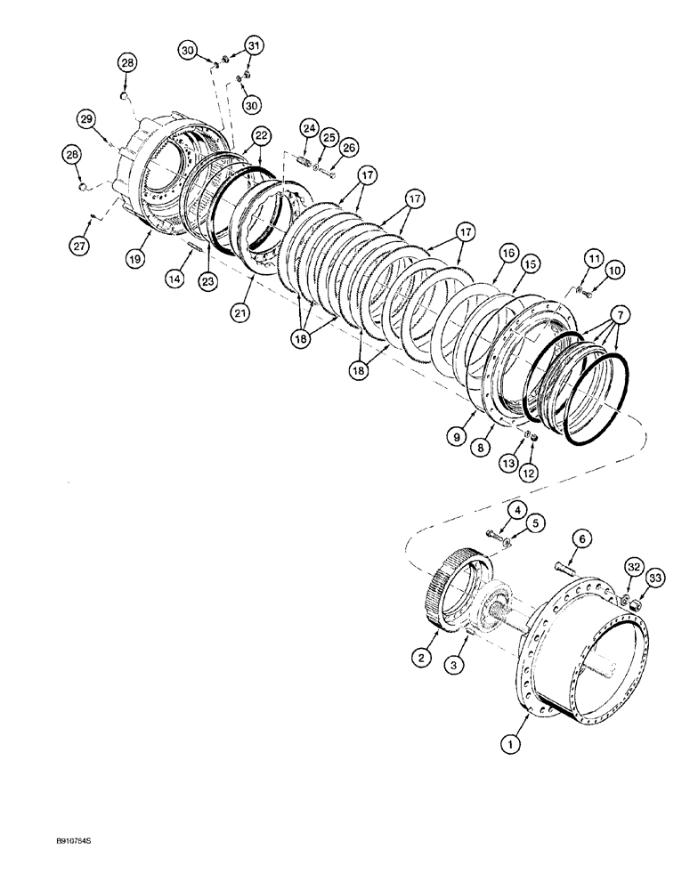 Схема запчастей Case 921 - (7-004) - FRONT AND REAR AXLE HUB AND DISC BRAKES (07) - BRAKES