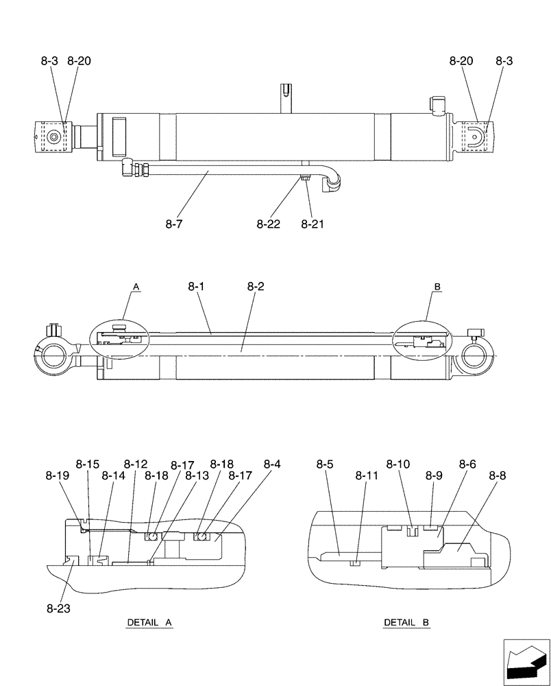 Схема запчастей Case CX50B - (03-004[04]) - CYLINDER INSTALL, CANOPY Attachments