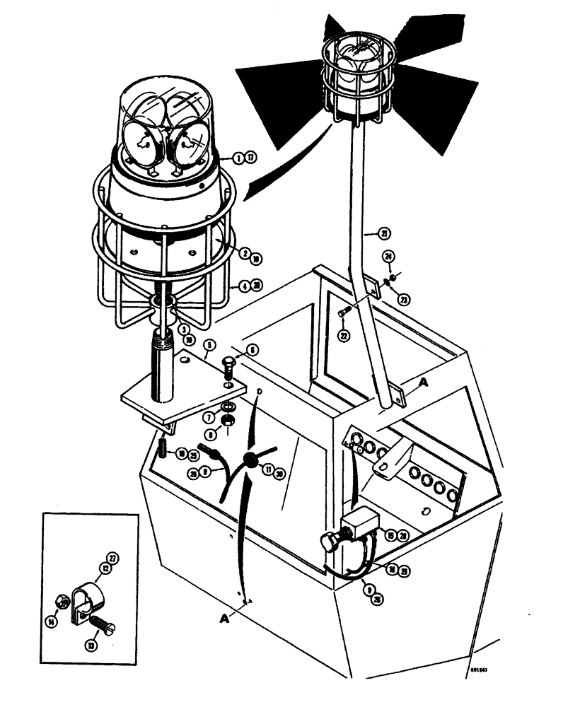 Схема запчастей Case W26B - (344) - ROTATING BEACON USED ON MODELS WITH CAB (04) - ELECTRICAL SYSTEMS