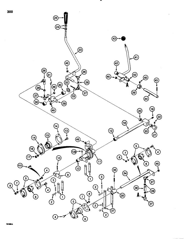 Схема запчастей Case 1150C - (300) - EQUIPMENT CONTROL VALVE AND LEVERS, TWO CONTROL LEVERS - THREE SPOOL VALVE (08) - HYDRAULICS
