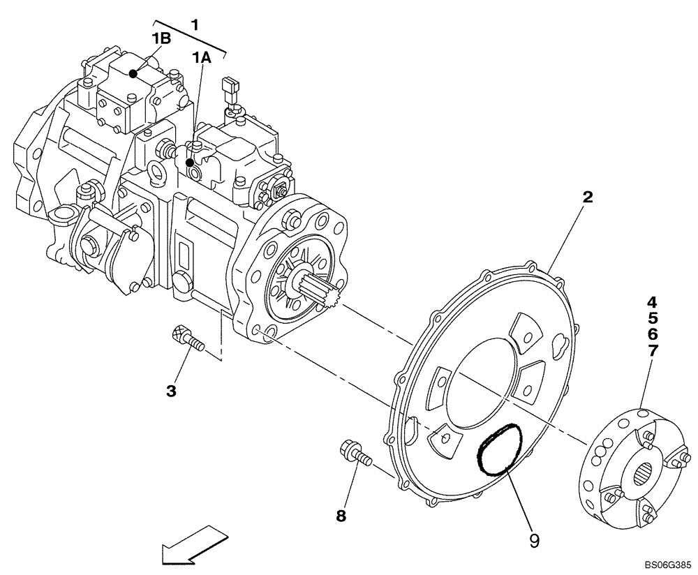 Схема запчастей Case CX210 - (08-02) - PUMP ASSY, HYDRAULIC - COUPLING (Aug 13 2010 12:14PM) (08) - HYDRAULICS