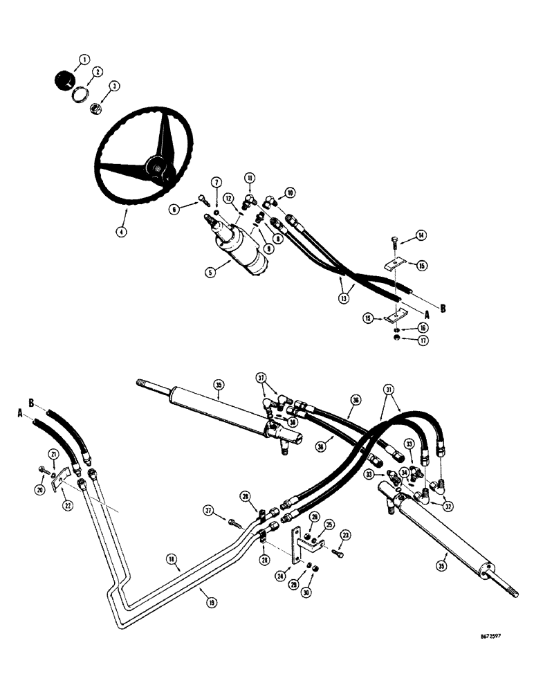 Схема запчастей Case 680CK - (118) - STEERING WHEEL AND STEERING CYLINDER HYDRAULICS (41) - STEERING