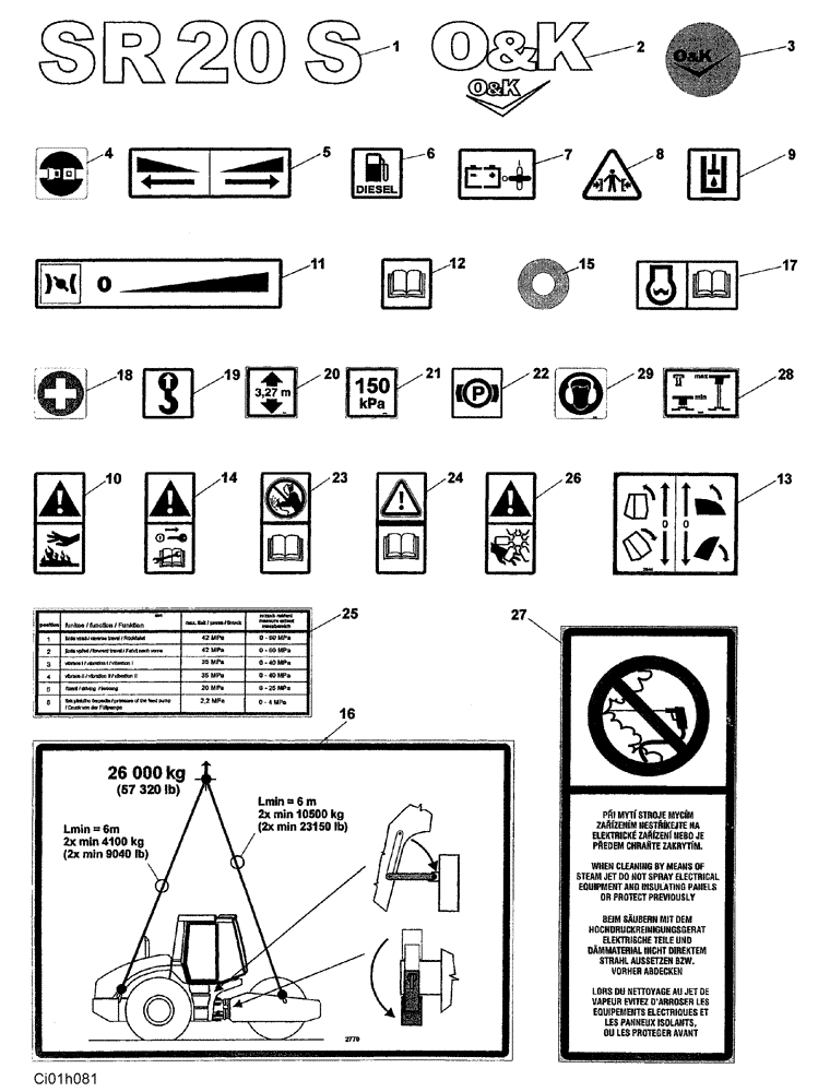 Схема запчастей Case SR20 - (12-028A-00[01]) - DECALS (12) - Chassis/Attachments