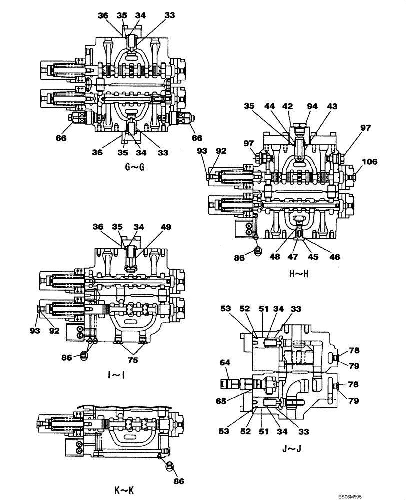 Схема запчастей Case CX240B - (08-066) - KBJ10391 VALVE ASSY - CONTROL (08) - HYDRAULICS