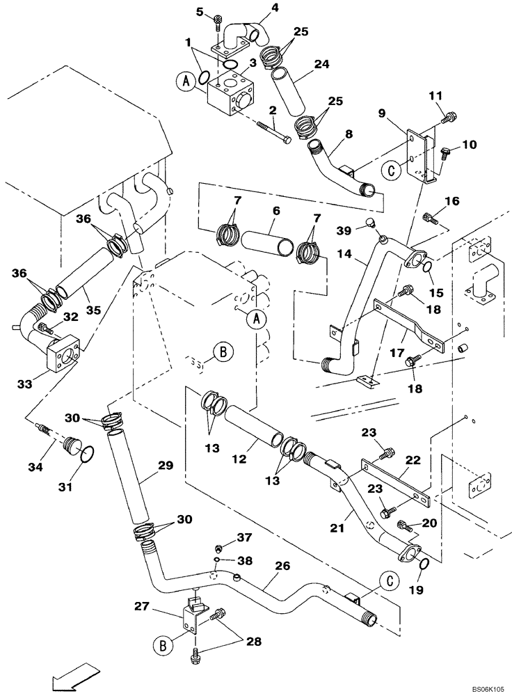Схема запчастей Case CX460 - (08-05) - HYDRAULICS - RESERVOIR RETURN (08) - HYDRAULICS