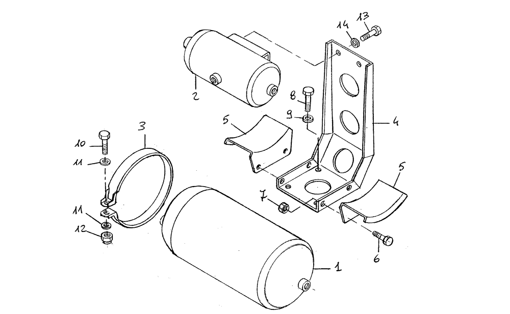Схема запчастей Case 340 - (47A00001764[001]) - BRAKE SYSTEM - AIR TANKS CLAMPING (33) - BRAKES & CONTROLS
