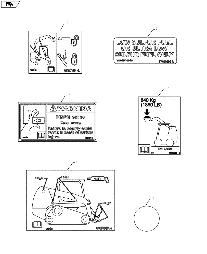 Схема запчастей Case SV185 - (90.108.AC[01]) - DECALS (SV185) (90) - PLATFORM, CAB, BODYWORK AND DECALS