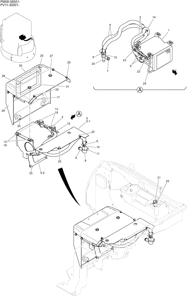 Схема запчастей Case CX27B - (05-004) - HEATER ASSY (WITH HEATER) (50) - CAB CLIMATE CONTROL
