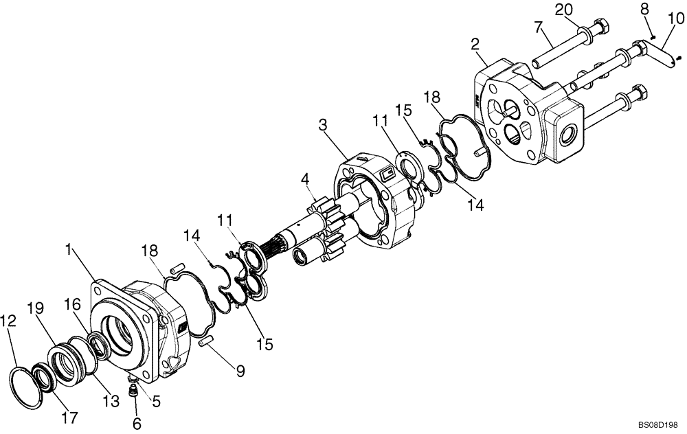 Схема запчастей Case 570MXT - (08-13) - PUMP, EQUIPMENT HYDRAULIC (08) - HYDRAULICS