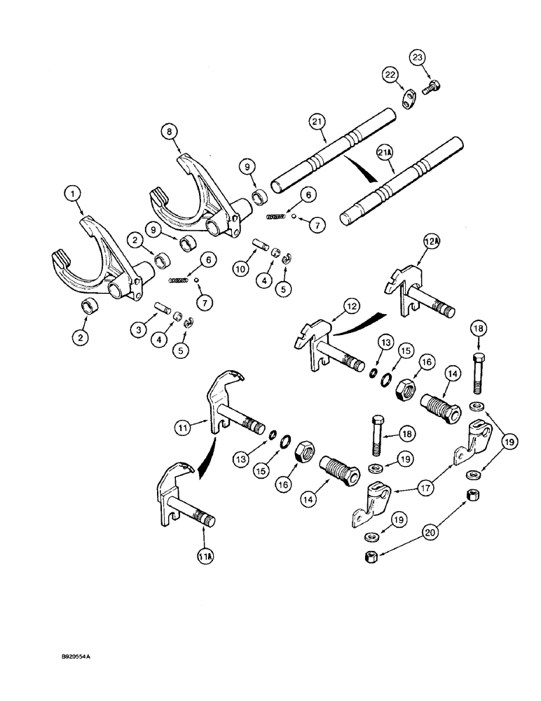 Схема запчастей Case 590 - (6-52) - TRANSAXLE ASSEMBLY, TRANSAXLE SHIFTER MECHANISM (06) - POWER TRAIN