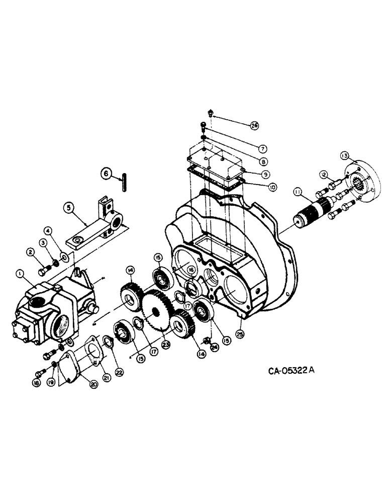 Схема запчастей Case 4150 - (07-07) - DRIVE TRAIN, HYDRAULIC PUMP DRIVE, LOADER, DIESEL, LOADER, GAS (04) - Drive Train
