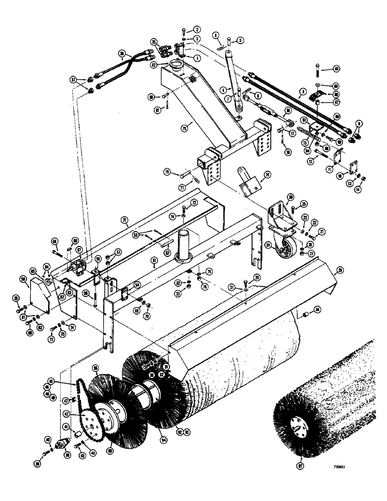 Схема запчастей Case 1500-SERIES - (128) - ANGLE BROOMS (89) - TOOLS