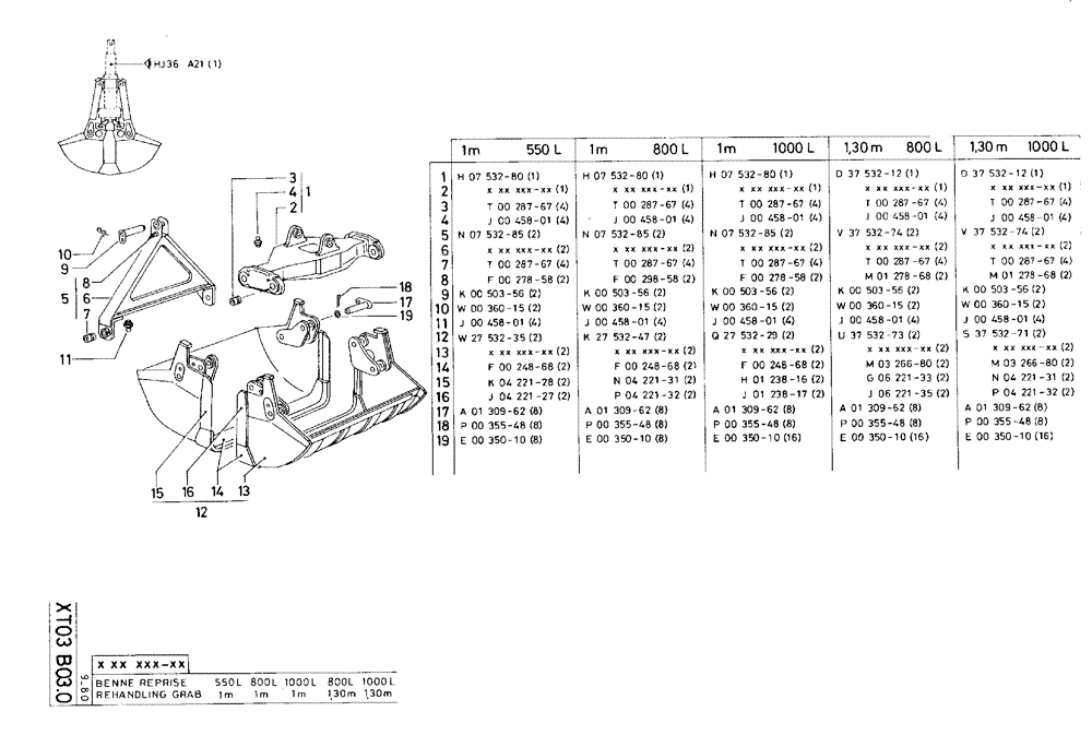 Схема запчастей Case 75C - (XT03 B03.0[02]) - REHANDLING GRAB - 1 M 800 L (18) - ATTACHMENT ACCESSORIES