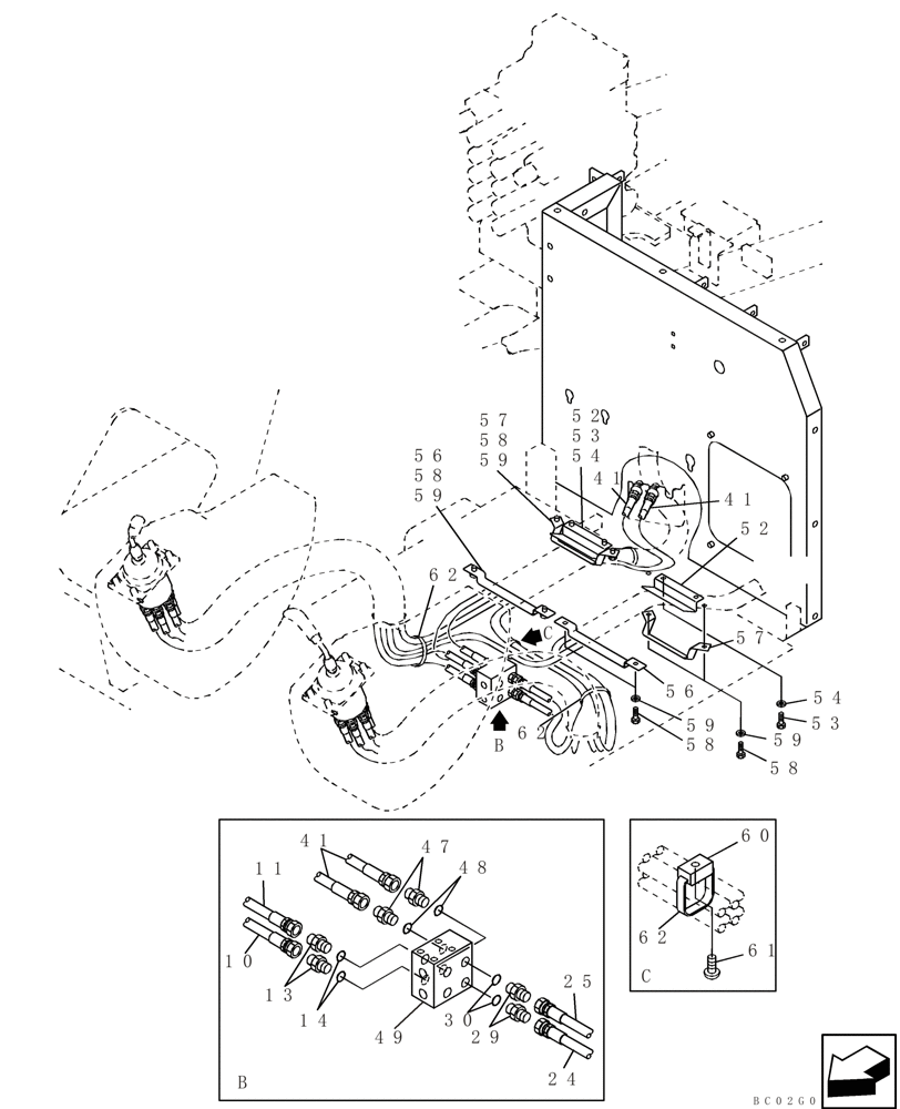 Схема запчастей Case CX210 - (08-16) - PILOT CONTROL LINES, ATTACHMENT - ALL MODELS (08) - HYDRAULICS