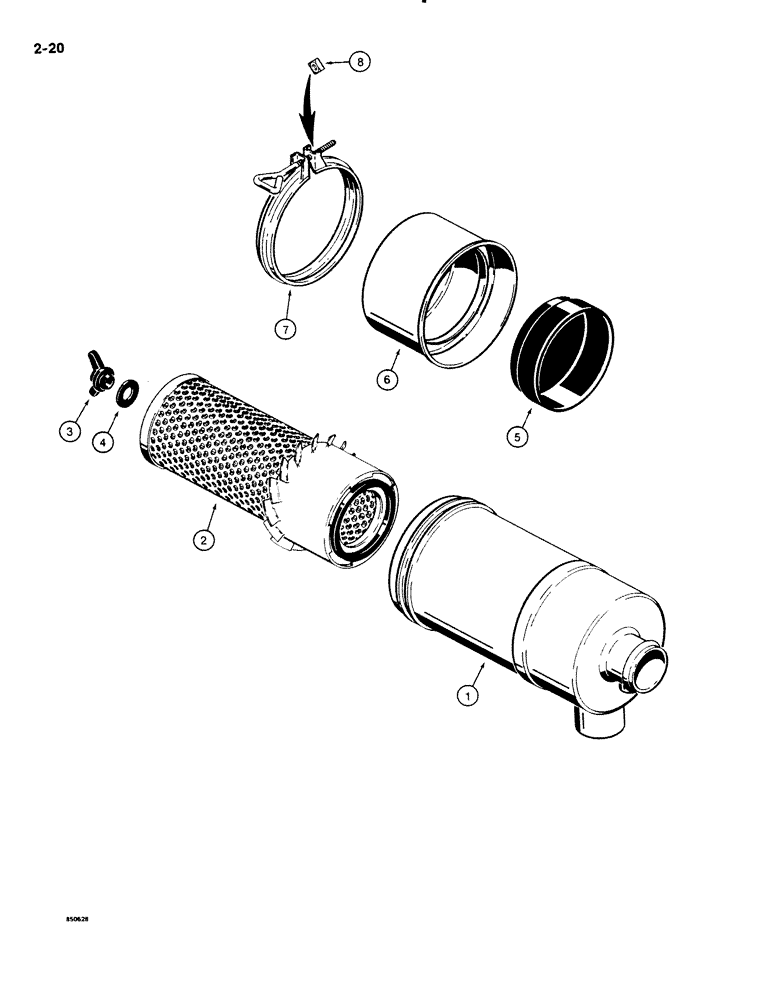 Схема запчастей Case DH4B - (2-20) - AIR CLEANER (02) - ENGINE