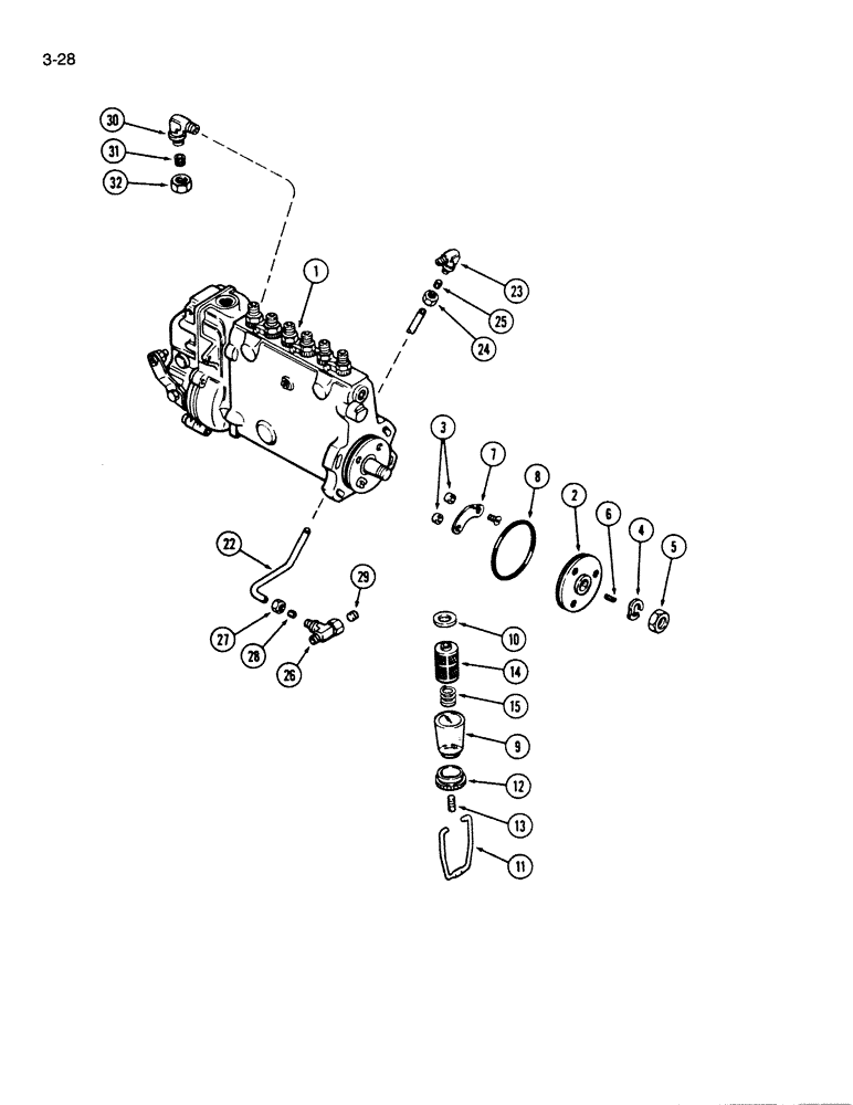 Схема запчастей Case W20C - (3-28) - FUEL INJECTION PUMP, 504BD AND 504BDT ENGINE (03) - FUEL SYSTEM