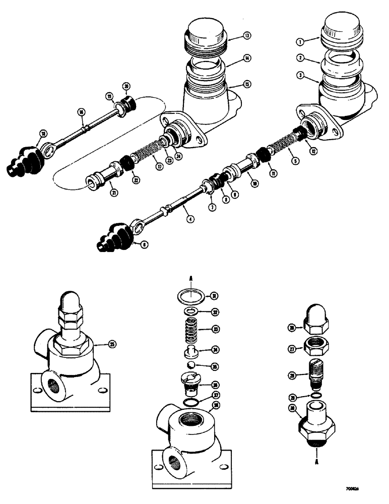 Схема запчастей Case 400 - (048) - D45180 BRAKE MASTER CYLINDER (05) - UPPERSTRUCTURE CHASSIS