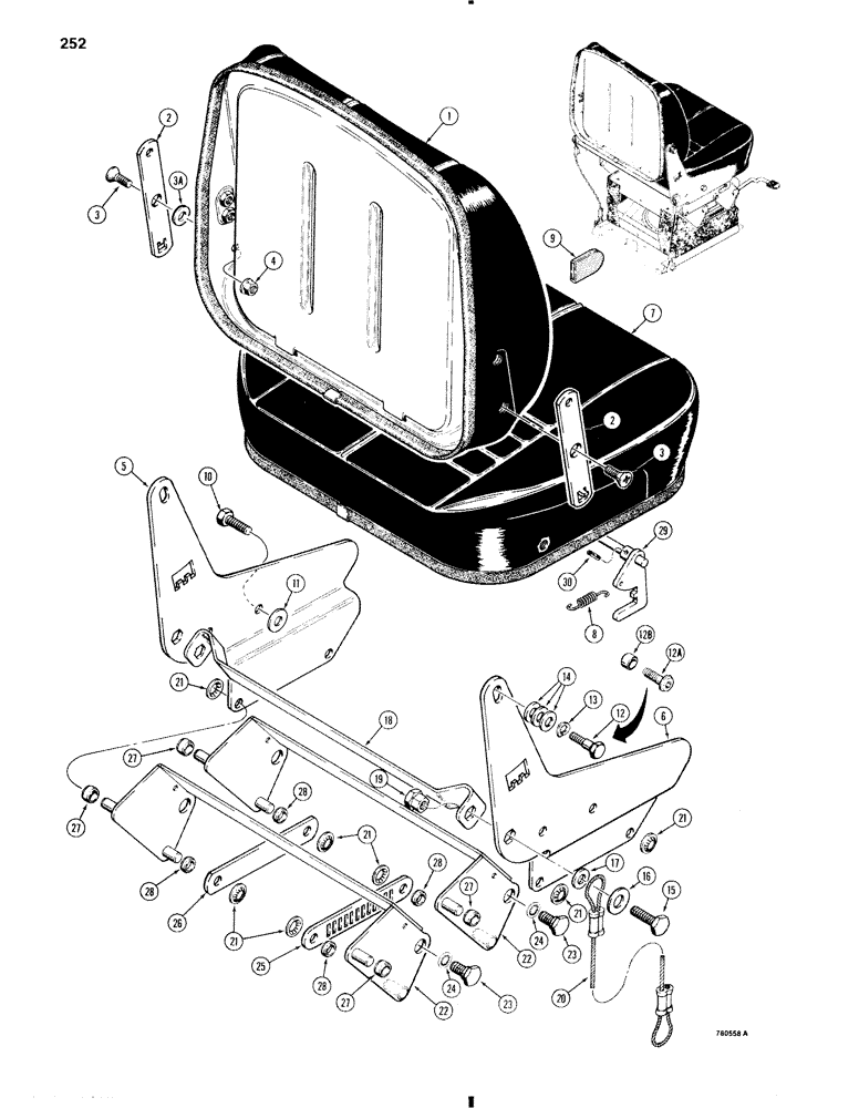 Схема запчастей Case W11 - (252) - L79455 SUSPENSION SEAT, INCLUDES PARTS ON PAGES 253-257 (09) - CHASSIS/ATTACHMENTS