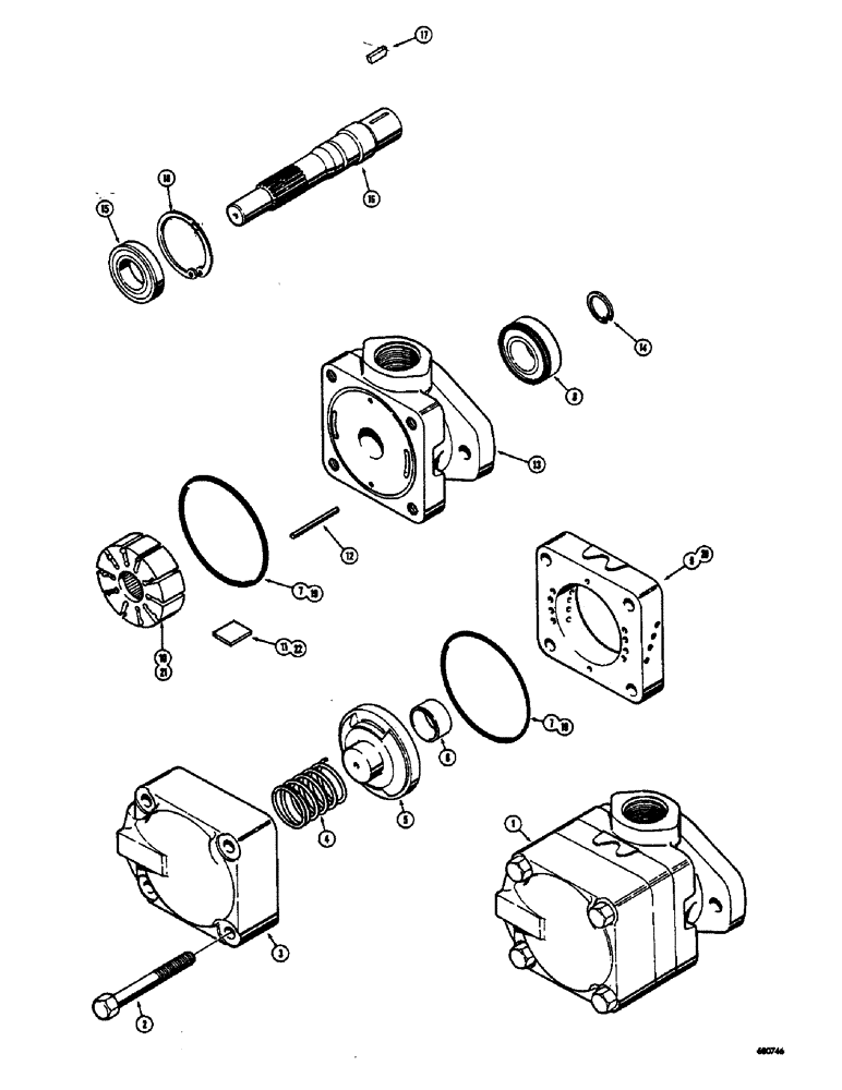 Схема запчастей Case 400 - (122) - D45177 PUMP ASSEMBLY, USED BEFORE TRACTOR SERIAL NUMBER 6517 (07) - HYDRAULIC SYSTEM