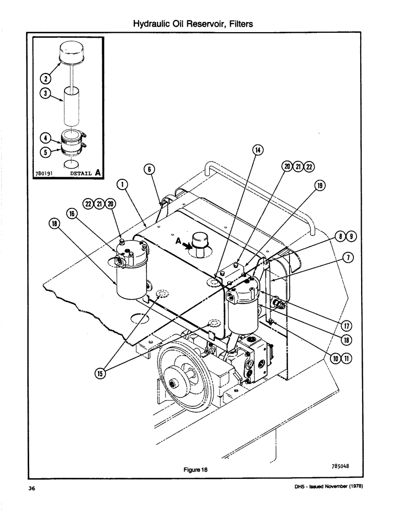 Схема запчастей Case DH5 - (036) - HYDRAULIC OIL RESERVOIR, FILTERS (35) - HYDRAULIC SYSTEMS