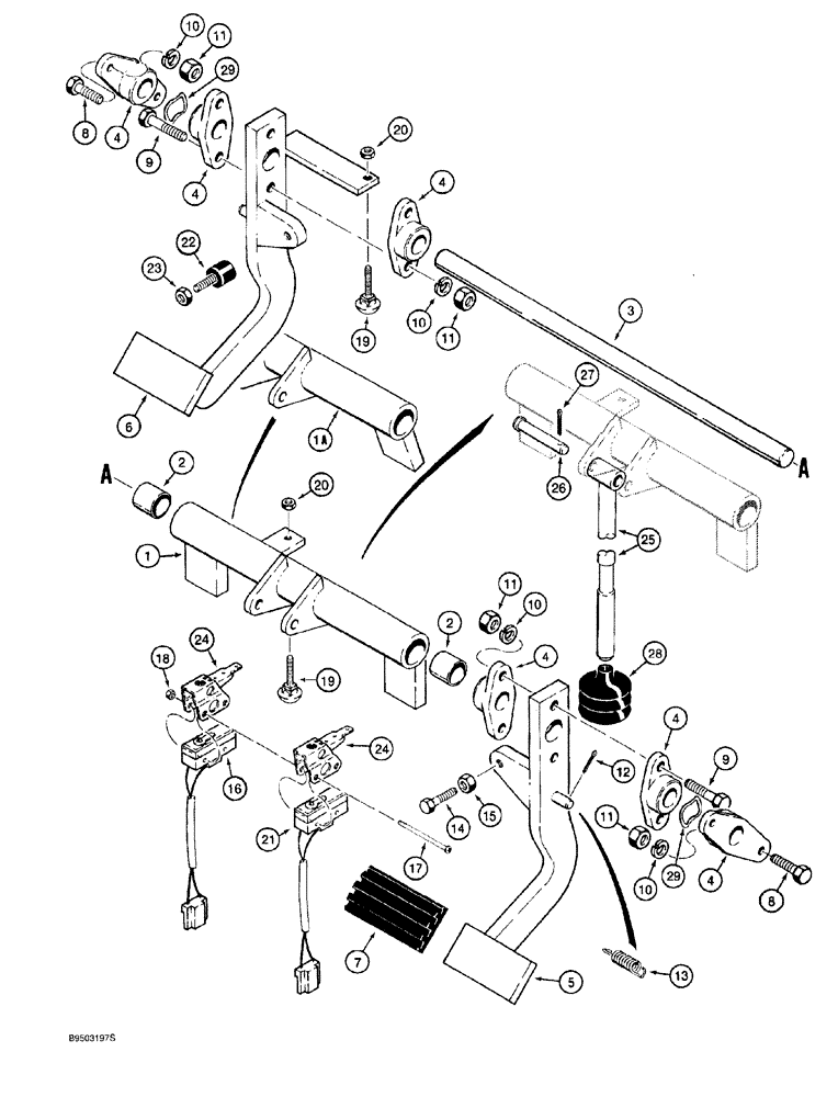 Схема запчастей Case 921 - (7-006) - BRAKE PEDALS AND BRAKE SWITCHES (07) - BRAKES