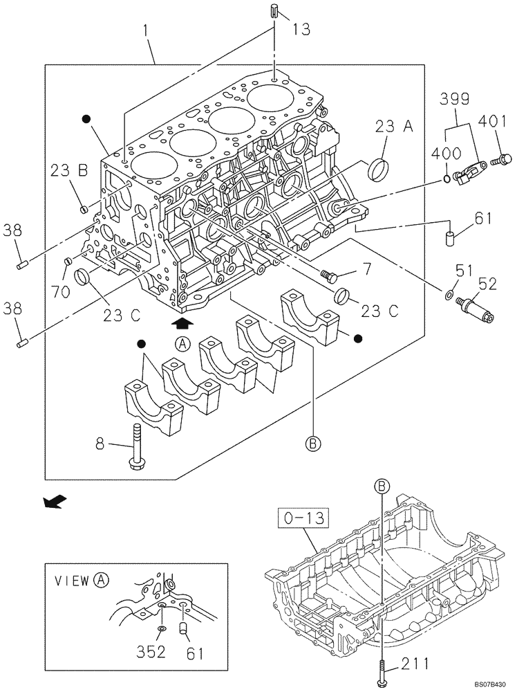 Схема запчастей Case CX135SR - (02-12) - CYLINDER BLOCK (02) - ENGINE