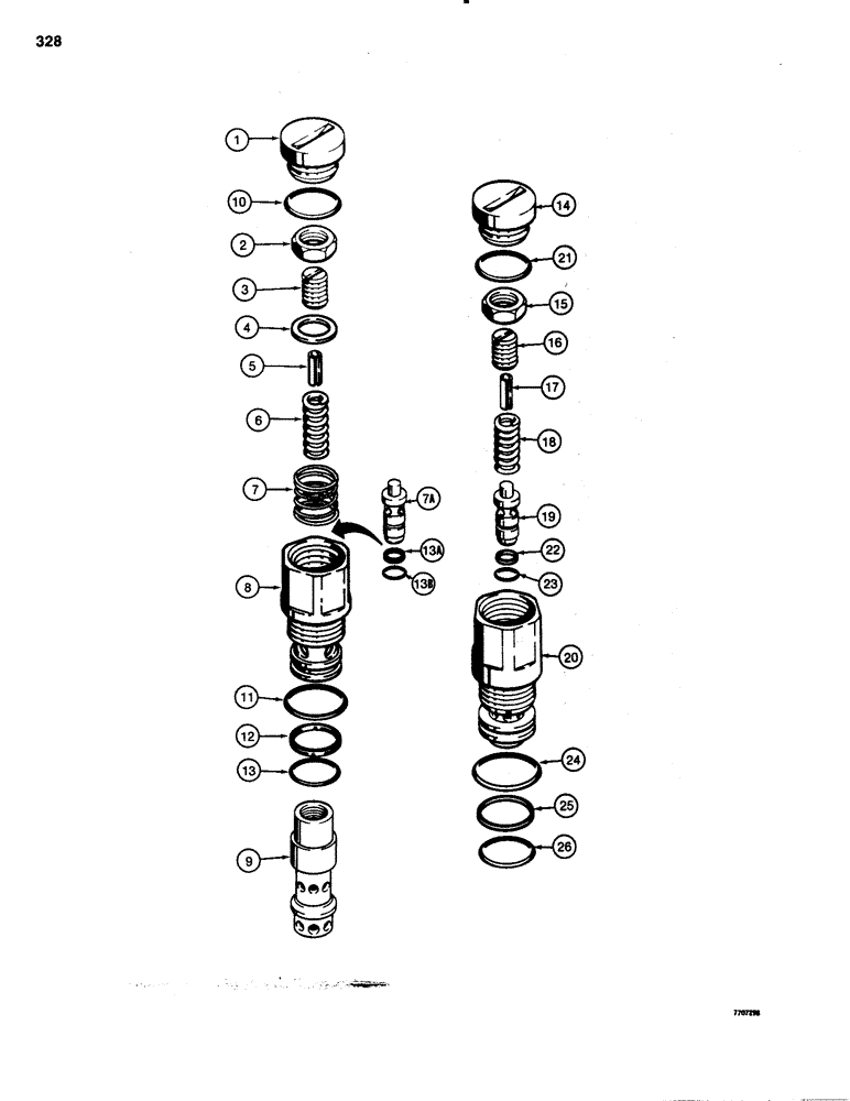 Схема запчастей Case 1150C - (328) - CIRCUIT RELIEF VALVES, CIRCUIT RELIEF AND ANTICAVITATION VALVES, CIRCUIT RELIEF VALVE (08) - HYDRAULICS