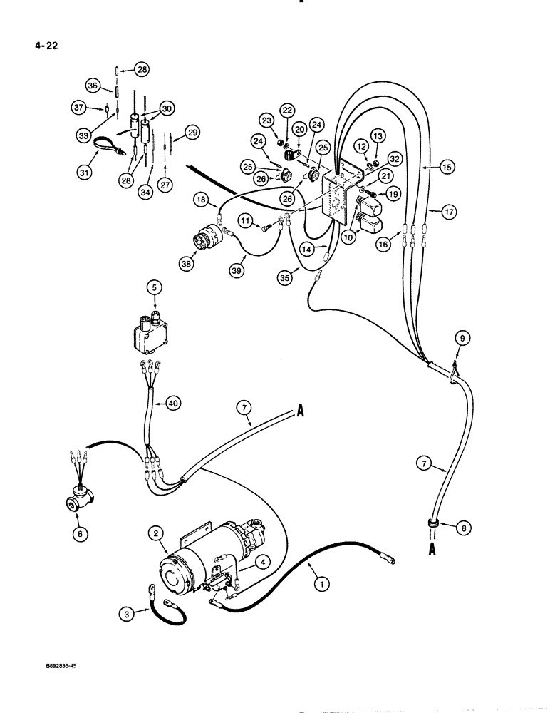 Схема запчастей Case W30 - (4-22) - ELECTRICAL SYSTEM, AUTOMATIC AUXILIARY STEERING WITH BUZZER, MODELS WITH ZF TRANSMISSION (04) - ELECTRICAL SYSTEMS