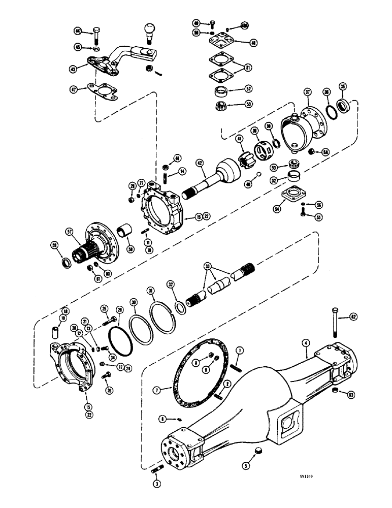 Схема запчастей Case W8C - (184) - L15395 REAR STEERING AXLE, AXLE HOUSING AND STEERING (06) - POWER TRAIN