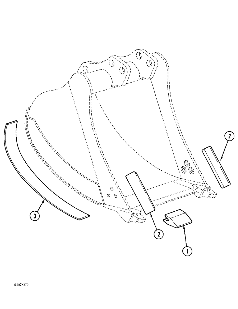 Схема запчастей Case 170C - (9-070) - BACKHOE BUCKET CUTTER OPTIONS, WITH THREE-PIECE TOOTH RETAINING CONFIGURATION (09) - CHASSIS