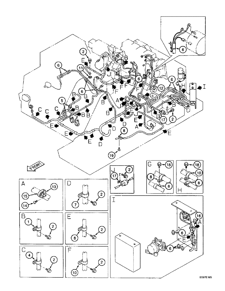 Схема запчастей Case 9010B - (4-016) - MAIN ELECTRICAL SYSTEM CLAMPING,* P.I.N. DAC01#2001 AND AFTER (04) - ELECTRICAL SYSTEMS
