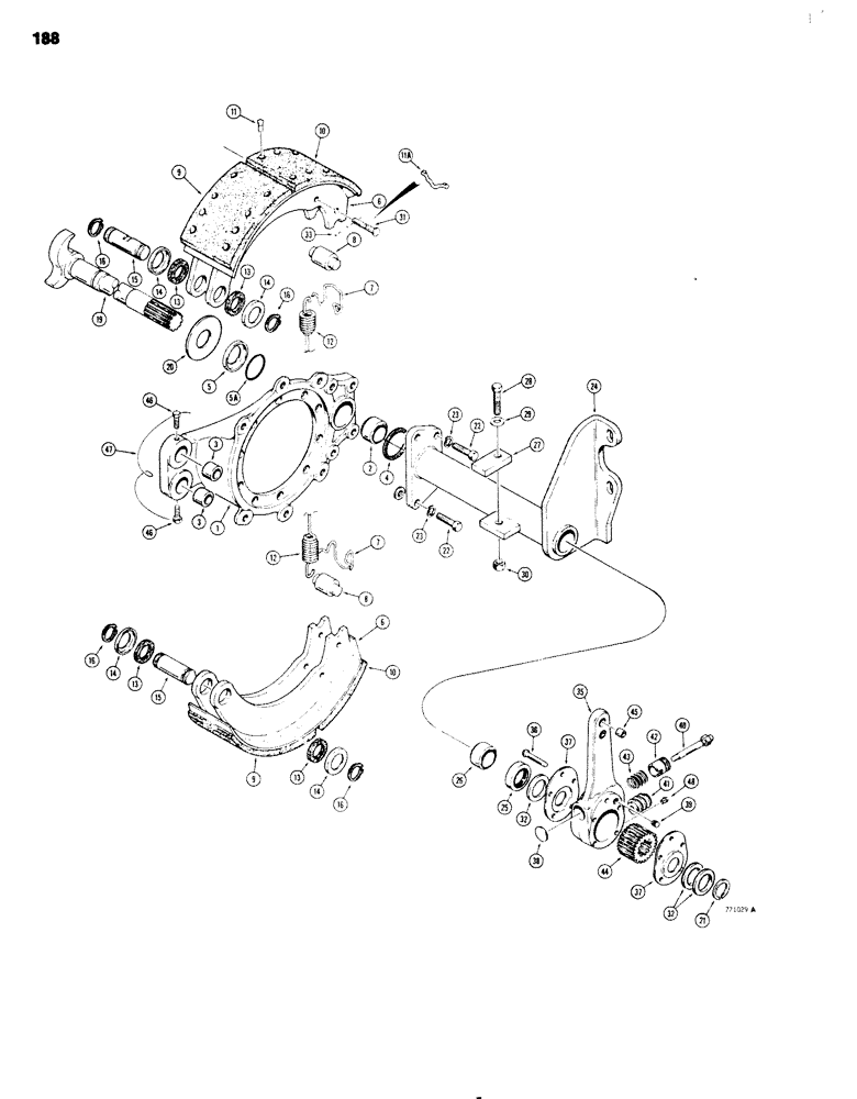 Схема запчастей Case 680G - (188) - L100707 REAR AXLE, REAR BRAKES AND ADJUSTERS, USED BEFORE TRACTOR S/N 9131807 (06) - POWER TRAIN